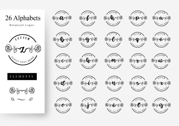 26 Lowercase Alphabets Botanical Logos Review