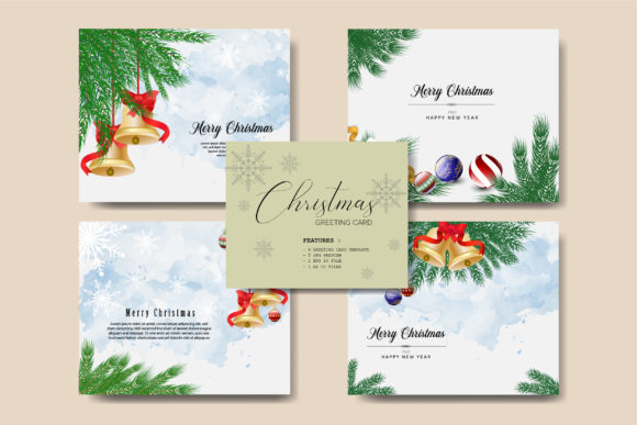 4 Christmas Greeting Card Bundle: Festive Print Templates for Content Publishers