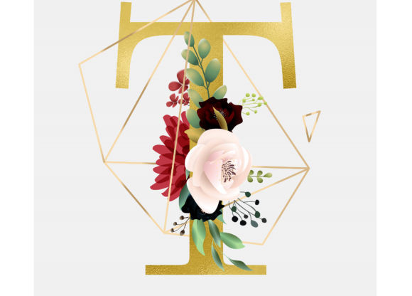 Alphabet T Floral Wreath Golden Foil: A Luxurious Graphic Template for Brand Storytelling