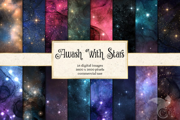 Awash with Stars Digital Paper Textures