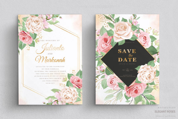Beautiful Floral and Leaves Wedding Invitation