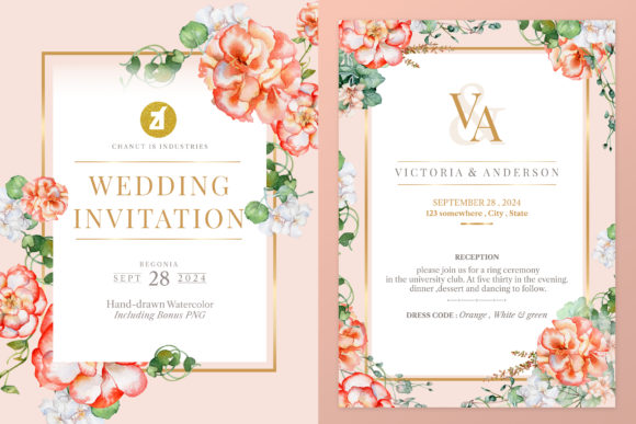 Begonia Wedding Invitation Graphic: A Fresh Design for Lifestyle and Wedding Content