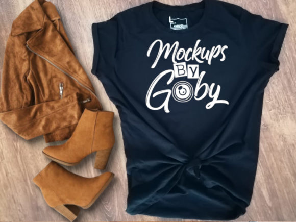 Black Blank Tshirt Mockup, Styled Black for Content Publishers and Blog Designers