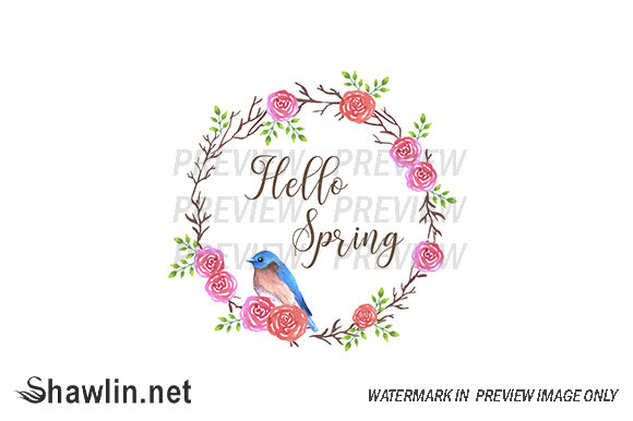 Bluebird on a Rose Wreath – A Versatile Web Element for Digital Sellers