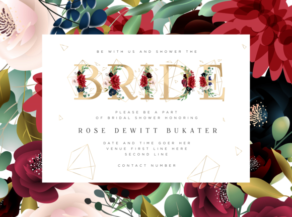 Burgundy Floral Bride Wedding Invitation Print Templates for Real Crafters