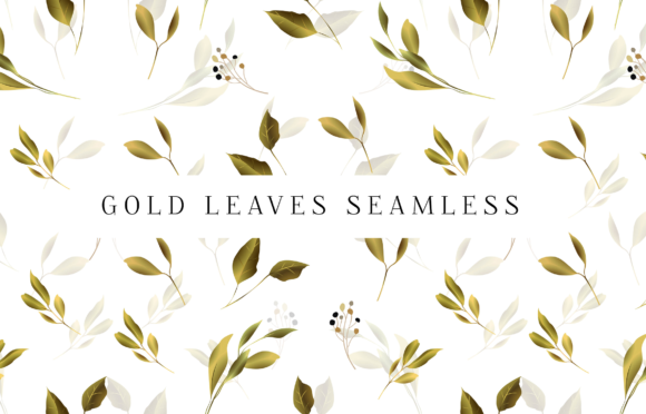 Elegant Branding with Golden Leaves Seamless Pattern Graphic Templates