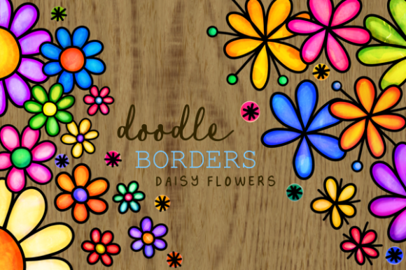 Floral Daisy Folk Art Ink Doodle Borders Review for Real Embroidery Projects