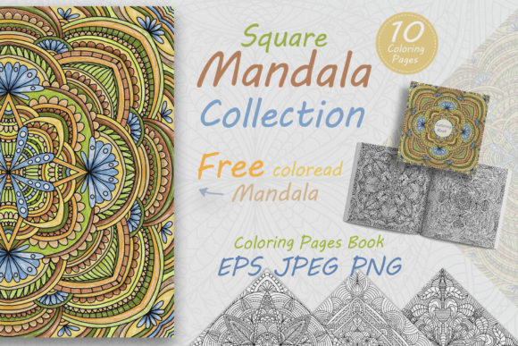 Folk-Inspired Square Mandalas for Versatile Design Projects