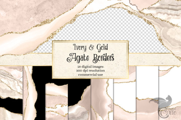 Ivory and Gold Agate Borders: Elegant Textures for Visual Content Publishing