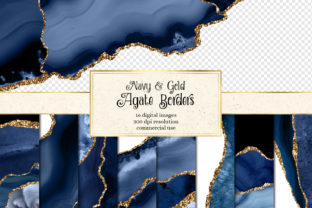 Navy and Gold Agate Borders for Textures & Digital Design Sellers
