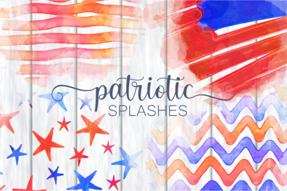 Patriotic America July Fourth Splashes Backgrounds for Creative Sellers