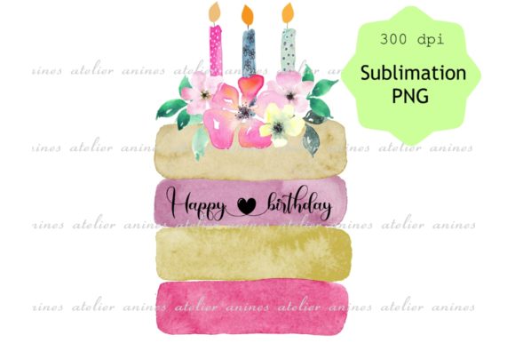 Sublimation Happy Birthday Cake for Crafts