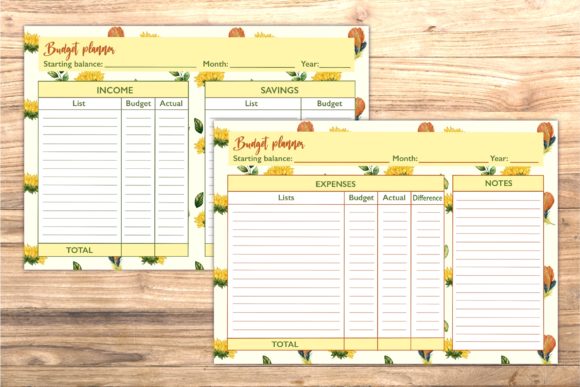 Sunflower Budget Planner Print Templates for Local Business Branding