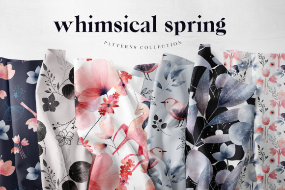 Whimsical Floral Digital Paper Pack Patterns