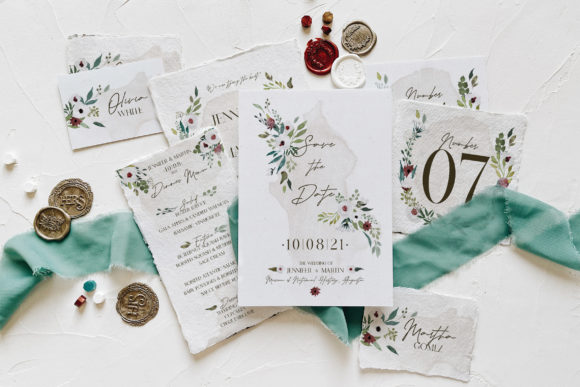 White Green Foliage Wedding Suite: A Fresh Editorial Design for Visual Storytelling
